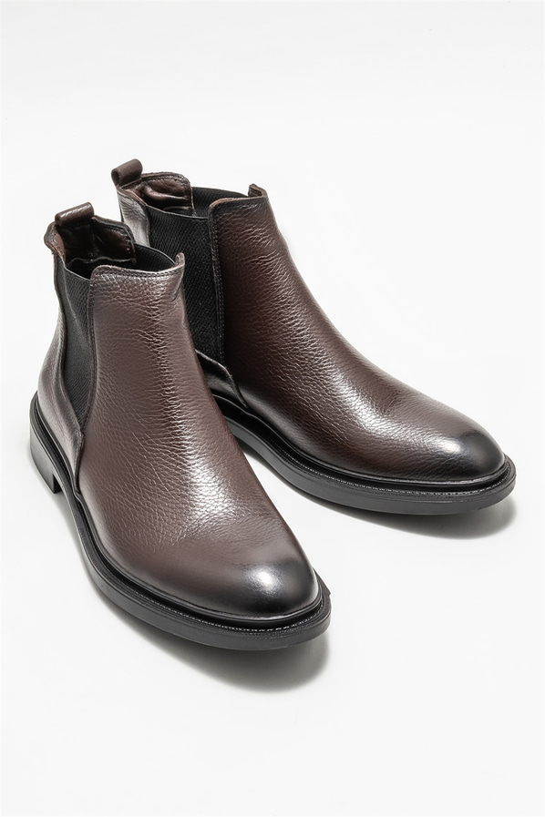 Kahve deri erkek günlük bot, günlük kullanım için - Elle Shoes