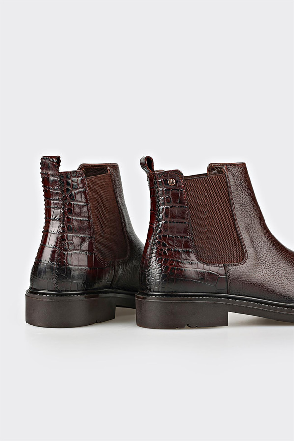 Kahve deri erkek günlük bot, günlük kullanım için - Elle Shoes