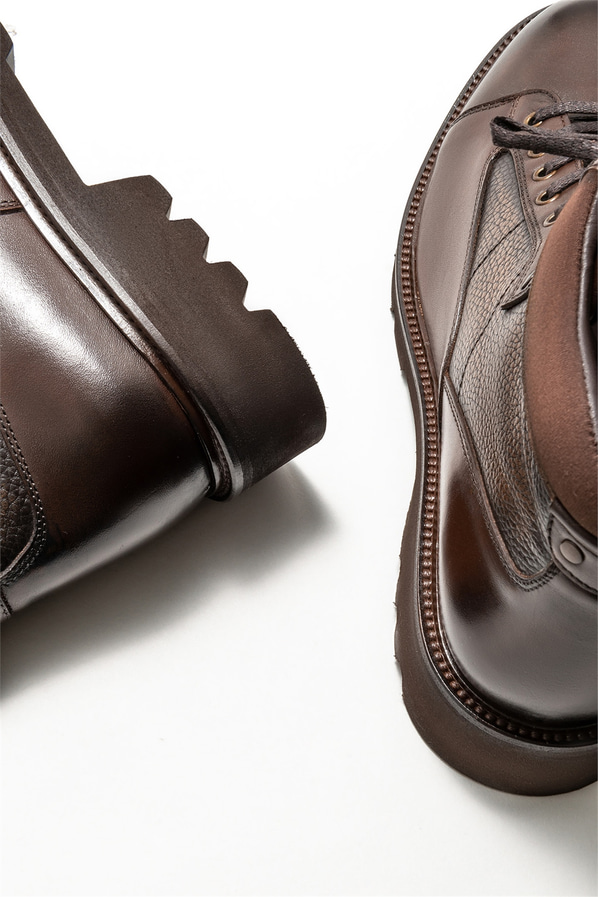 Kahve deri erkek günlük bot, günlük kullanım için - Elle Shoes