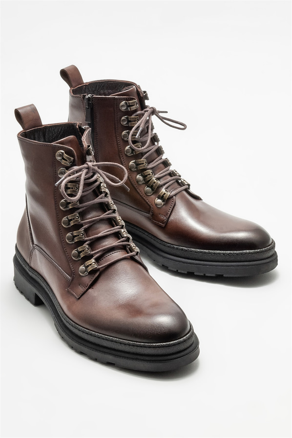 Kahve deri erkek günlük bot, günlük kullanım için - Elle Shoes