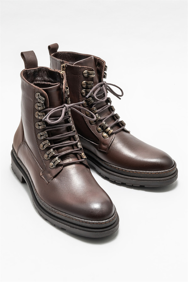 Kahve deri erkek günlük bot, günlük kullanım için - Elle Shoes