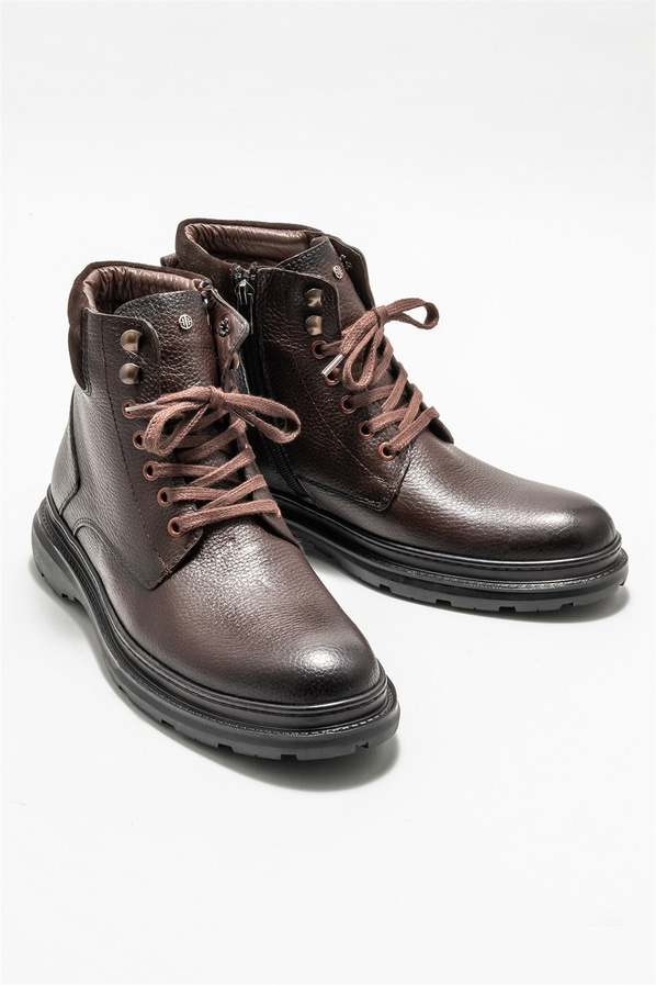 Kahve deri erkek günlük bot, günlük kullanım için - Elle Shoes