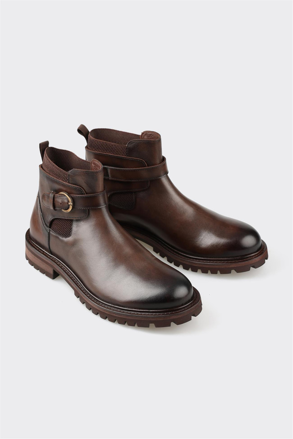 Kahve deri erkek günlük bot, rahat kullanım için - Elle Shoes