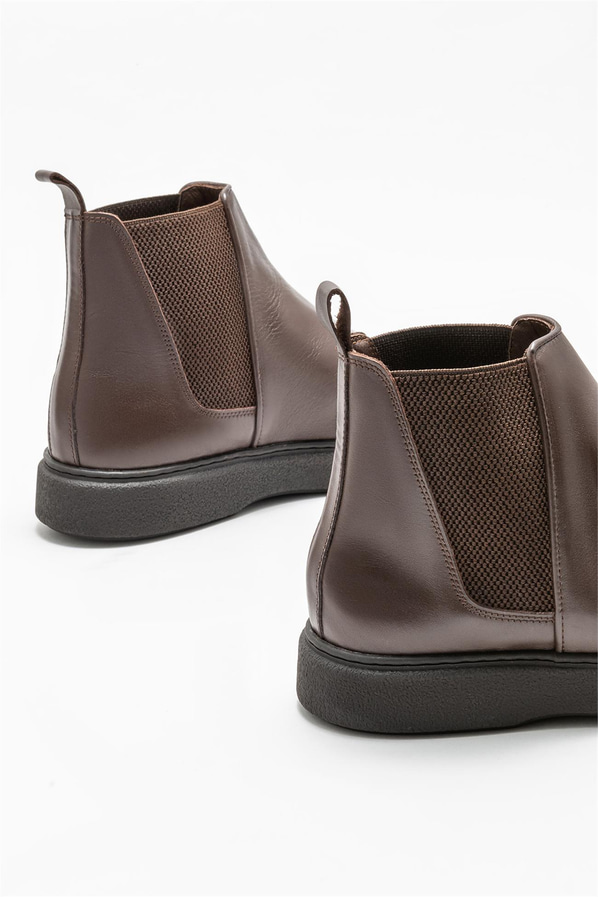Kahve deri erkek günlük bot, günlük kullanım için - Elle Shoes