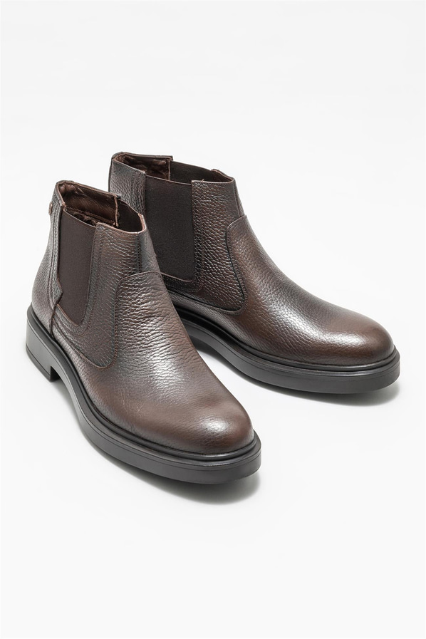 Kahve deri erkek günlük bot, günlük kullanım için - Elle Shoes