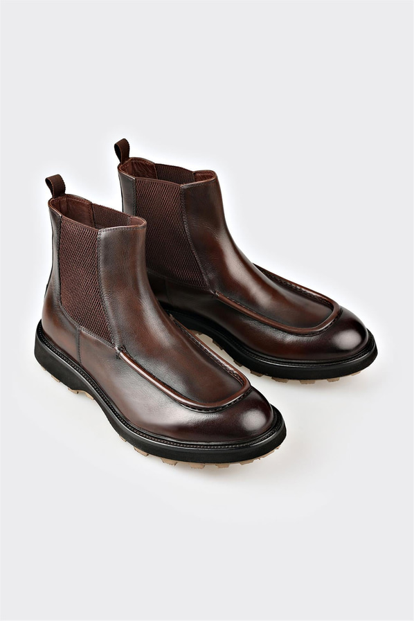 Kahve deri erkek günlük bot, rahat kullanım için - Elle Shoes