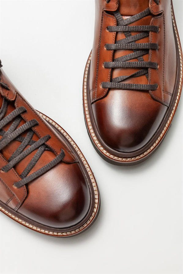 Kahve deri erkek günlük bot, günlük kullanım için - Elle Shoes
