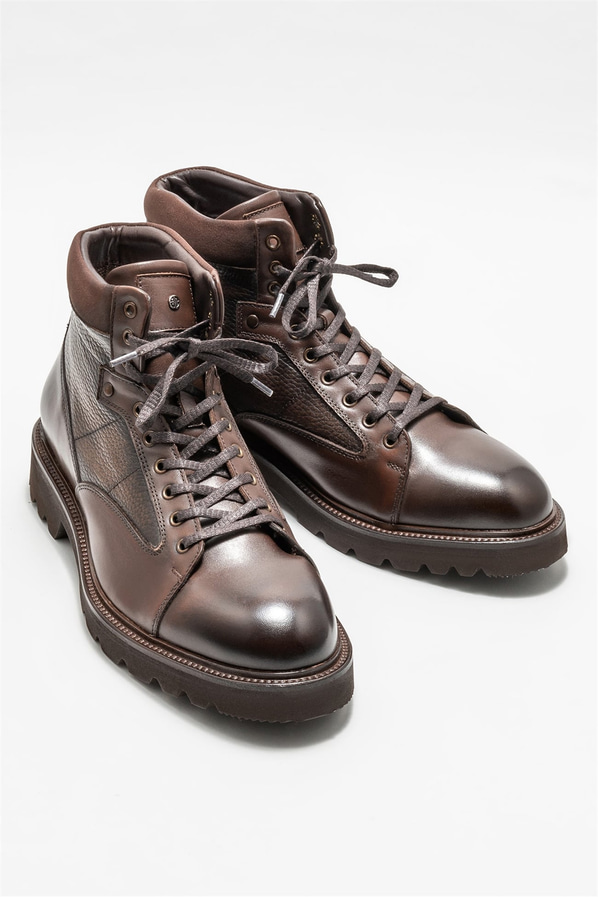 Kahve deri erkek günlük bot, günlük kullanım için - Elle Shoes