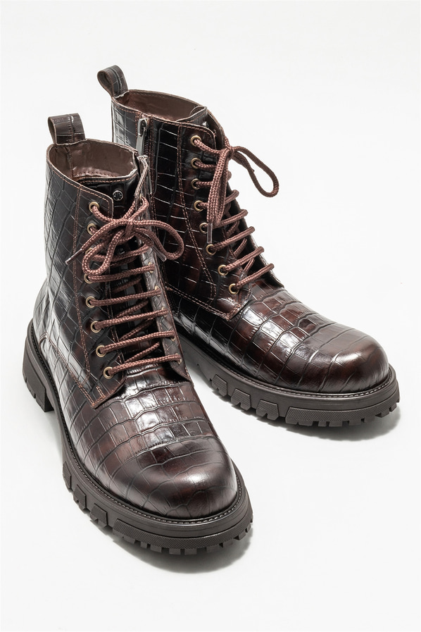 Kahve deri erkek günlük bot, günlük kullanım için - Elle Shoes