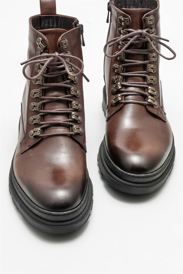 Kahve deri erkek günlük bot, günlük kullanım için - Elle Shoes