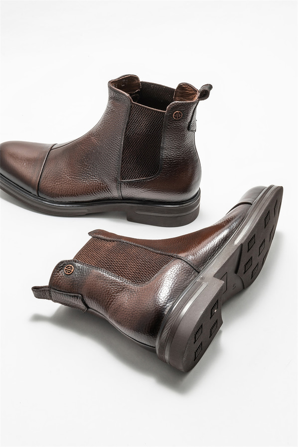 Kahve deri erkek günlük bot, günlük kullanım için - Elle Shoes