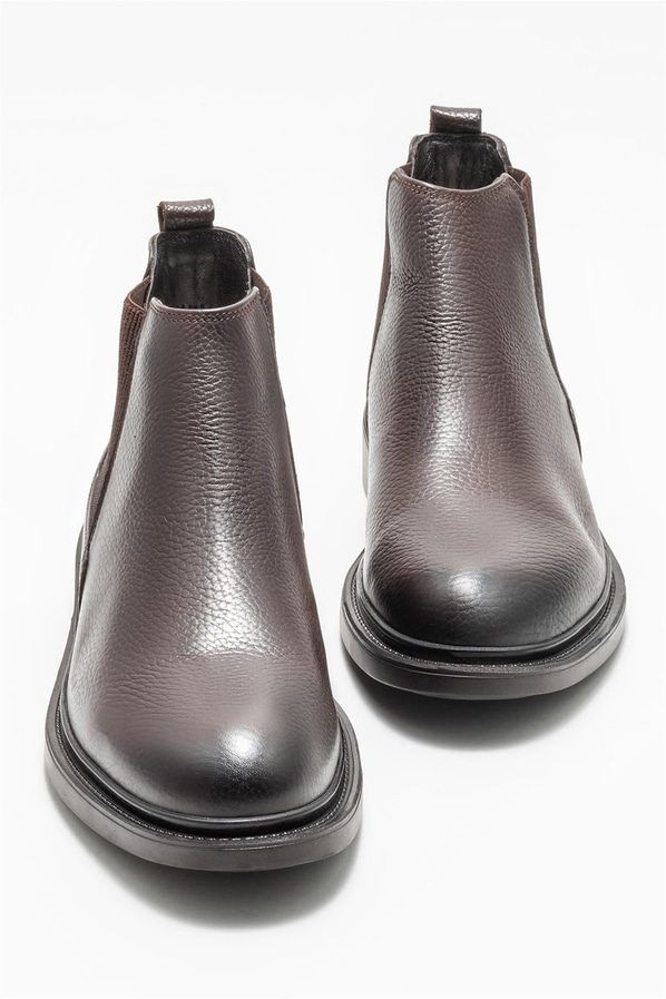 Kahve deri erkek günlük bot, günlük kullanım için - Elle Shoes