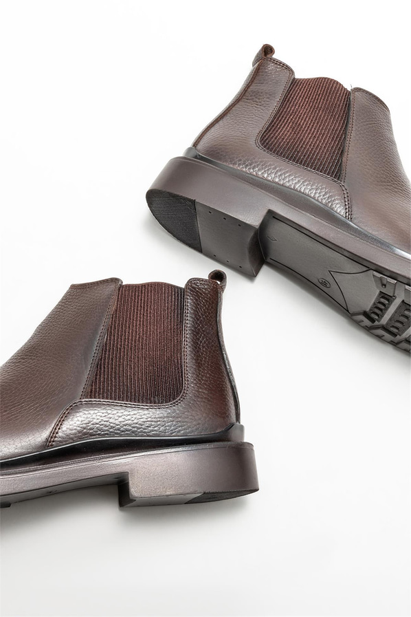 Kahve deri erkek günlük bot, günlük kullanım için - Elle Shoes