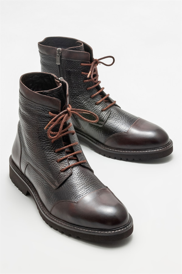 Kahve deri erkek günlük bot, günlük kullanım için - Elle Shoes