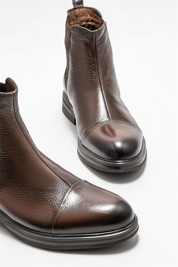 Kahve deri erkek günlük bot, günlük kullanım için - Elle Shoes