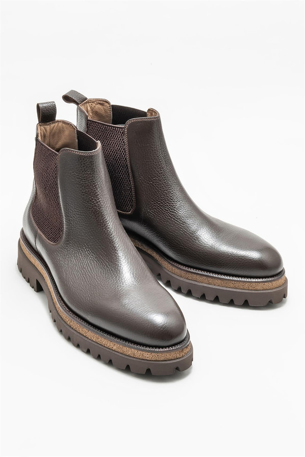 Kahve deri erkek günlük bot, günlük kullanım için - Elle Shoes