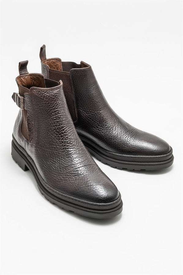 Kahve deri erkek günlük bot, günlük kullanım için - Elle Shoes