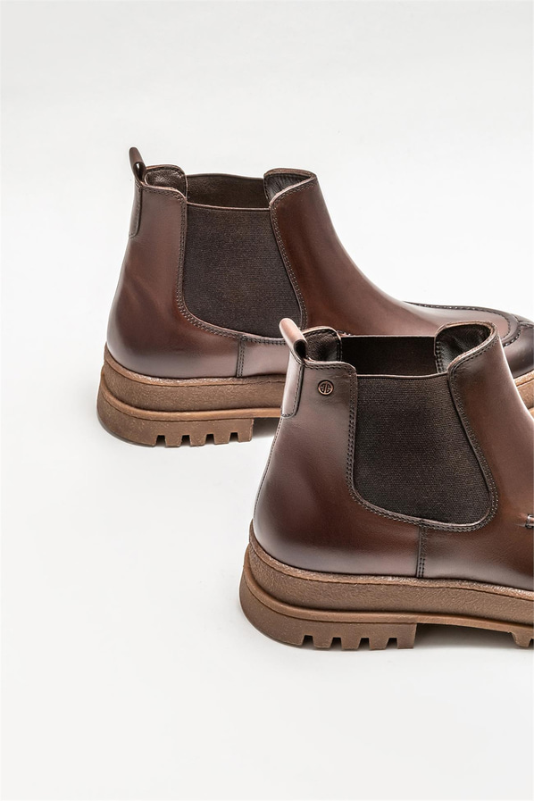 Kahve deri erkek günlük bot, günlük kullanım için - Elle Shoes