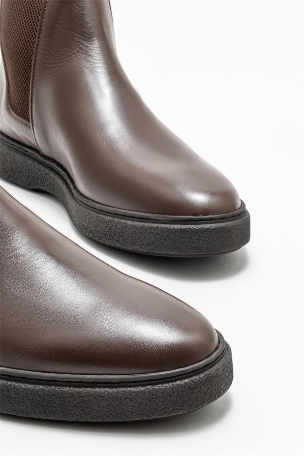 Kahve deri erkek günlük bot, günlük kullanım için - Elle Shoes