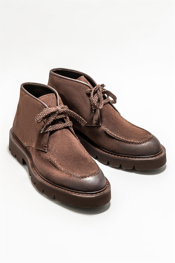 Kahve deri erkek günlük bot, günlük kullanım için - Elle Shoes