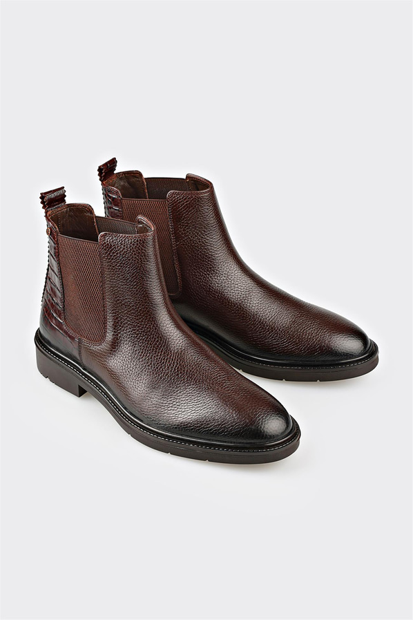 Kahve deri erkek günlük bot, günlük kullanım için - Elle Shoes