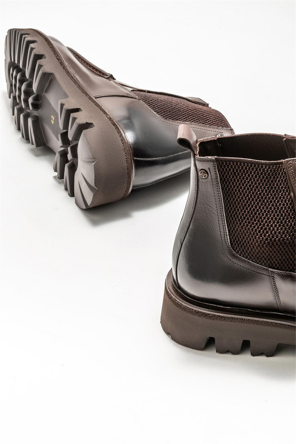 Kahve deri erkek günlük bot, günlük kullanım için - Elle Shoes