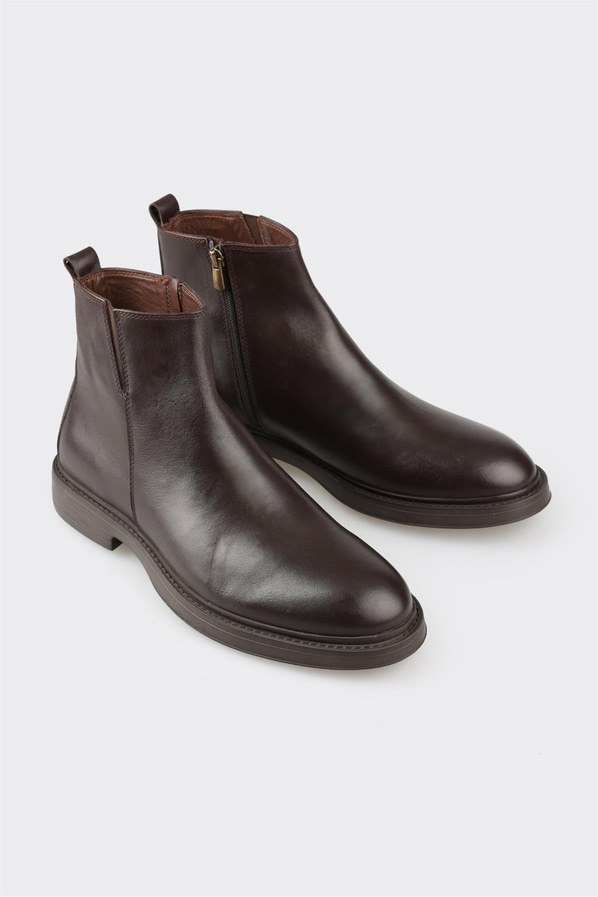 Kahve deri erkek günlük bot, rahat kullanım için - Elle Shoes