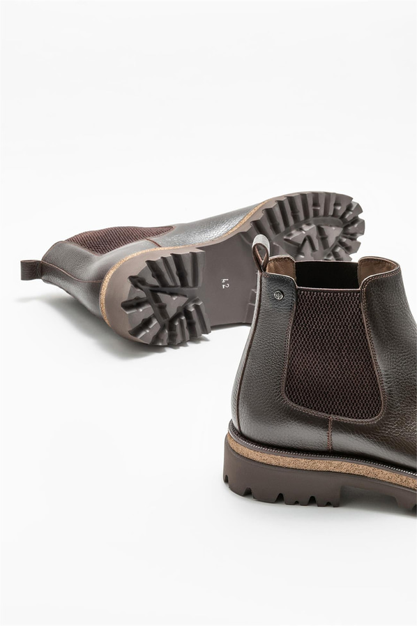 Kahve deri erkek günlük bot, günlük kullanım için - Elle Shoes
