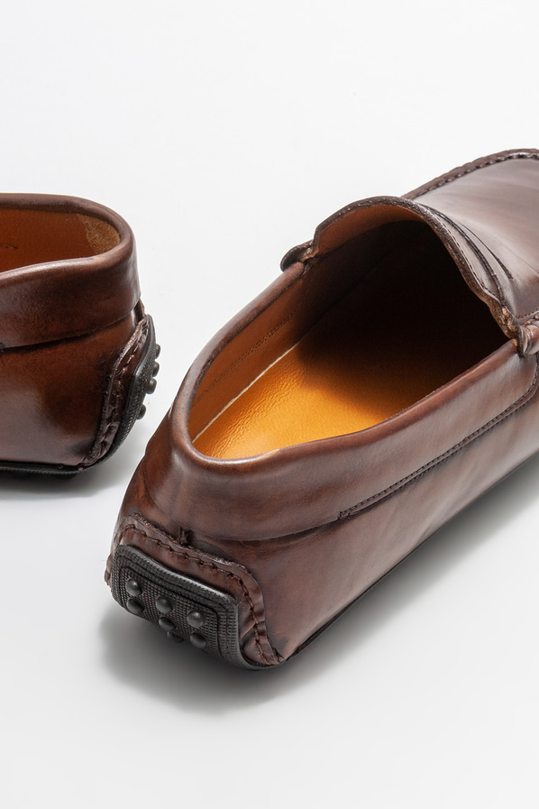 Kahve deri erkek loafer, günlük kullanım için - Elle Shoes