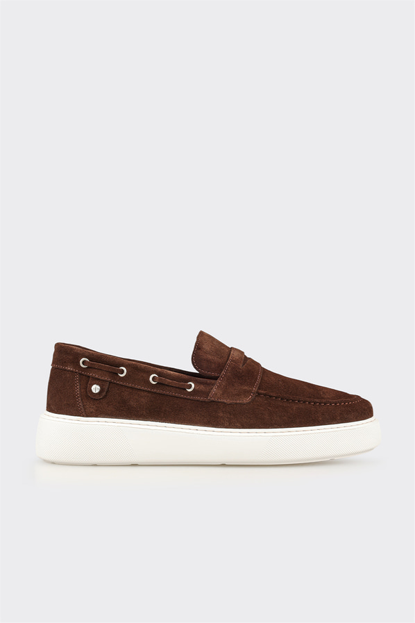 Kahve deri erkek loafer, günlük kullanım için - Elle Shoes
