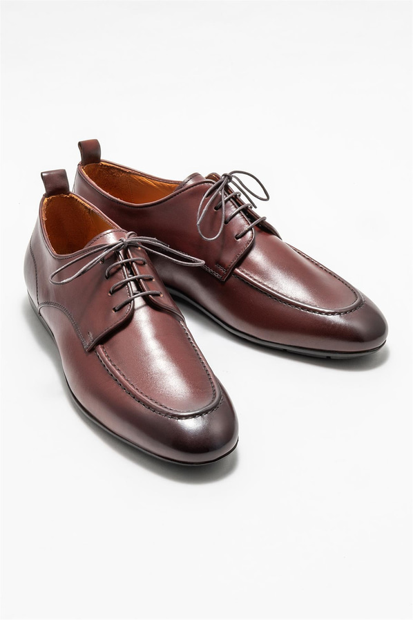 Kahve deri erkek klasik ayakkabı - Elle Shoes