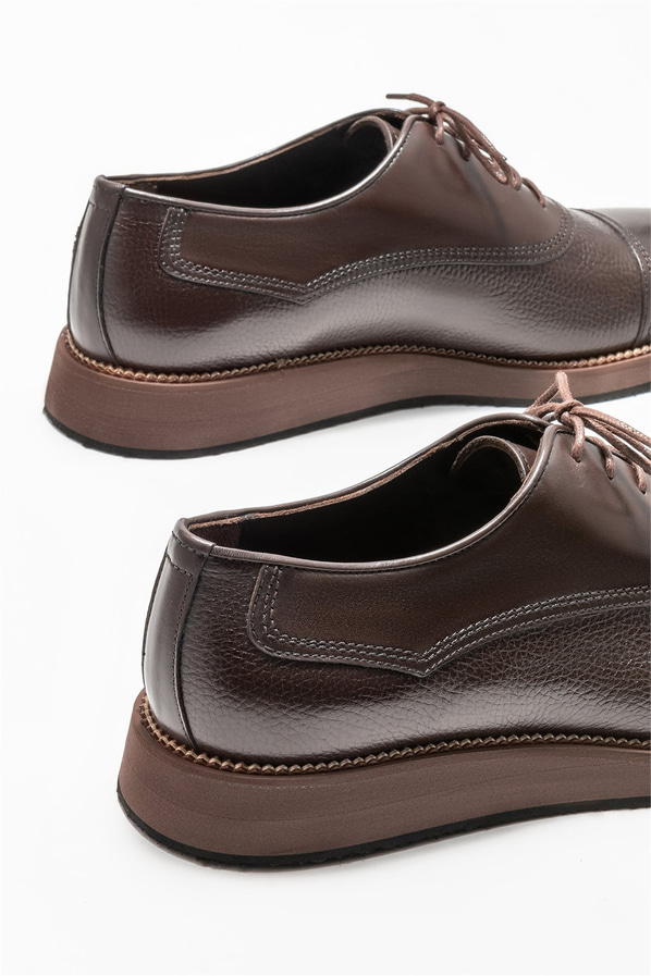 Kahve deri erkek klasik ayakkabı - Elle Shoes