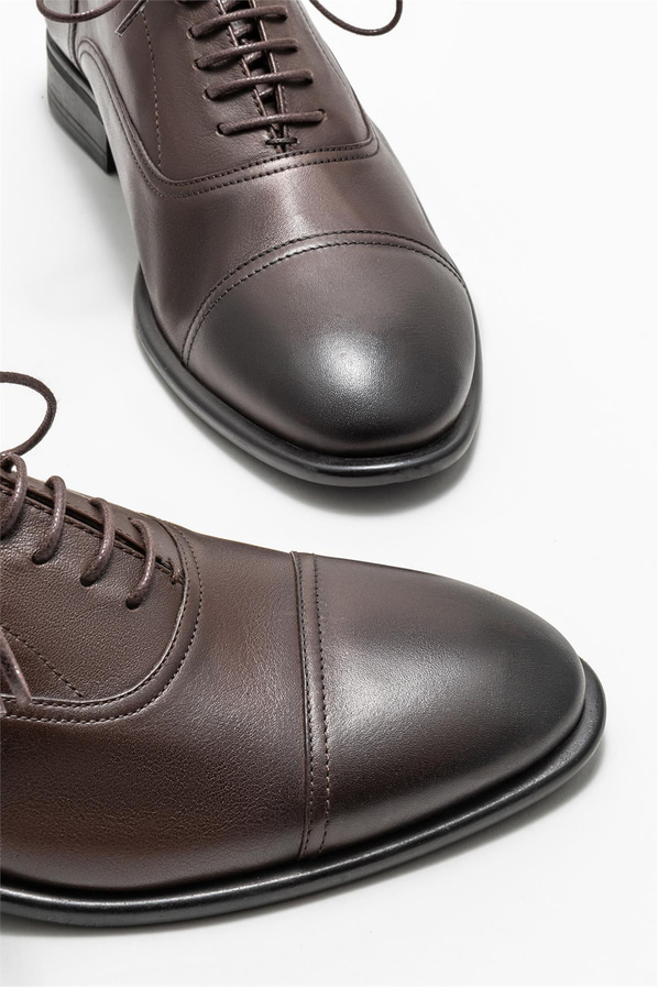Kahve deri erkek klasik ayakkabı - Elle Shoes