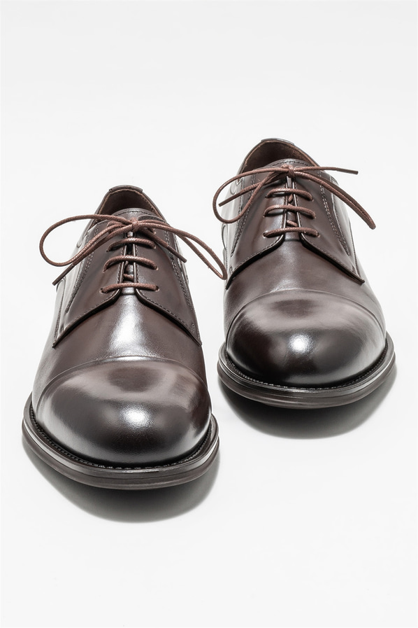 Kahve deri erkek klasik ayakkabı - Elle Shoes