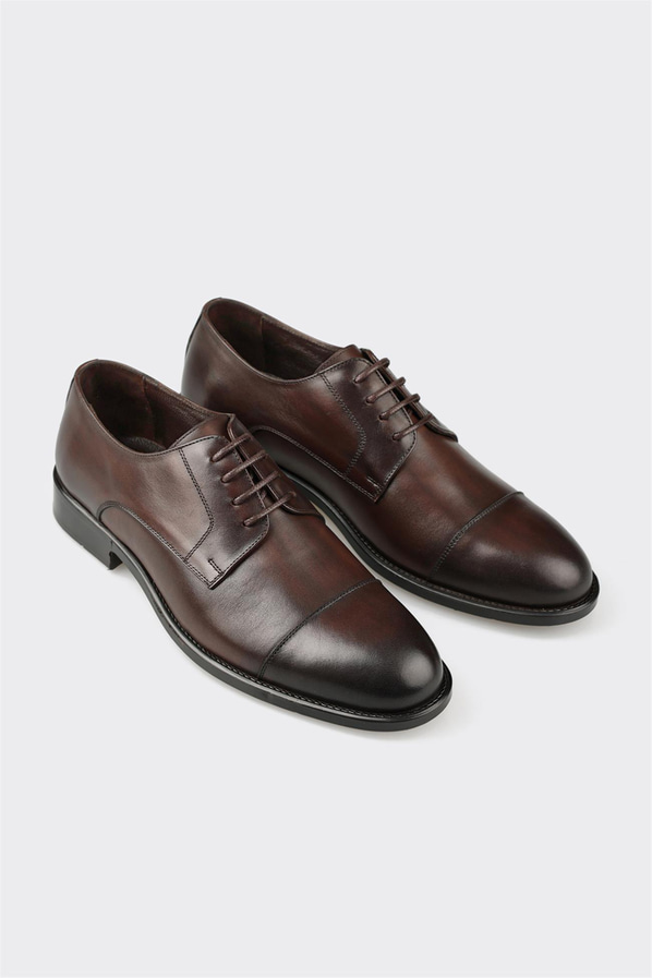 Kahve deri erkek klasik ayakkabı - Elle Shoes