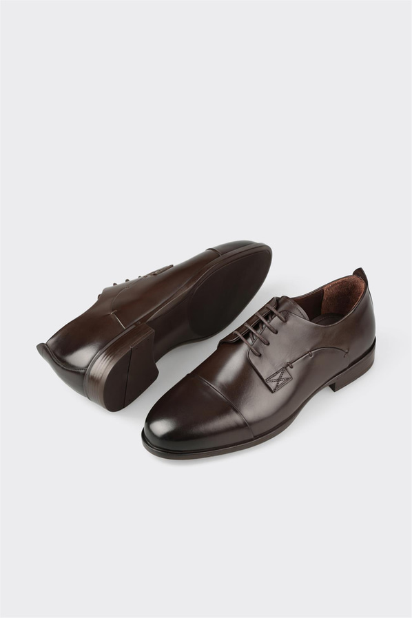 Kahve deri erkek klasik ayakkabı - Elle Shoes