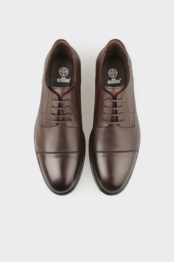 Kahve deri erkek klasik ayakkabı - Elle Shoes