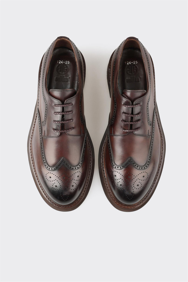 Kahve deri erkek klasik ayakkabı - Elle Shoes