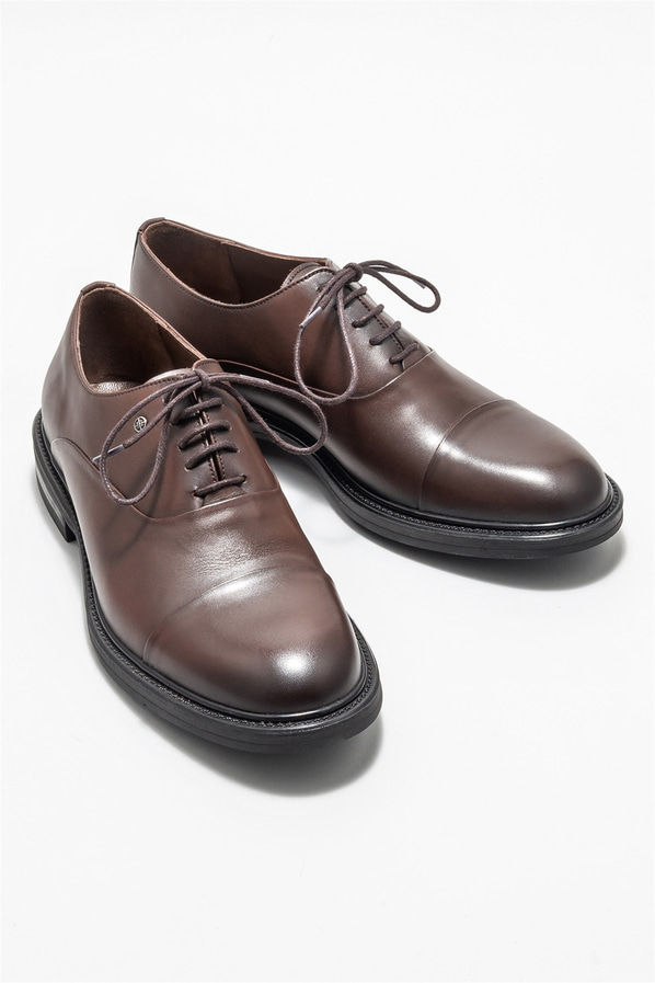 Kahve deri erkek klasik ayakkabı - Elle Shoes
