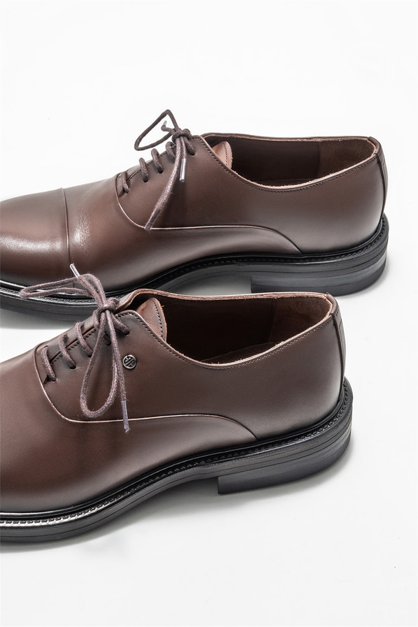 Kahve deri erkek klasik ayakkabı - Elle Shoes