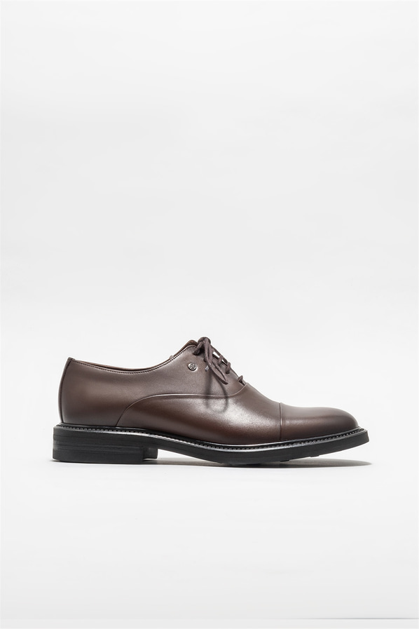Kahve deri erkek klasik ayakkabı - Elle Shoes