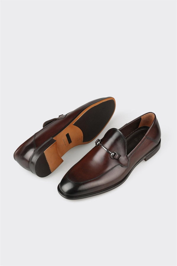 Kahve deri erkek loafer, klasik stil için - Elle Shoes