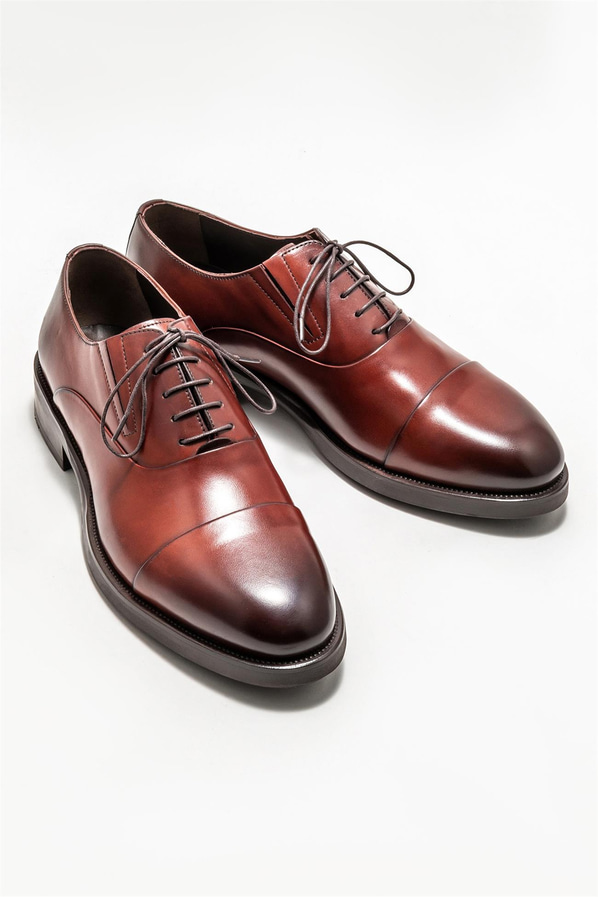 Kahve deri erkek klasik ayakkabı - Elle Shoes
