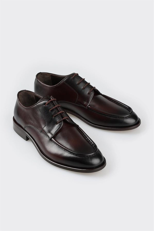 Kahve deri erkek klasik ayakkabı - Elle Shoes
