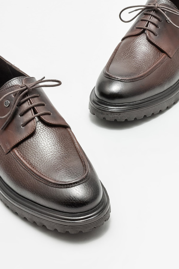 Kahve deri erkek klasik ayakkabı - Elle Shoes