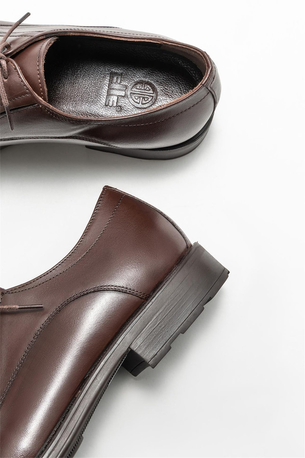 Kahve deri erkek klasik ayakkabı - Elle Shoes