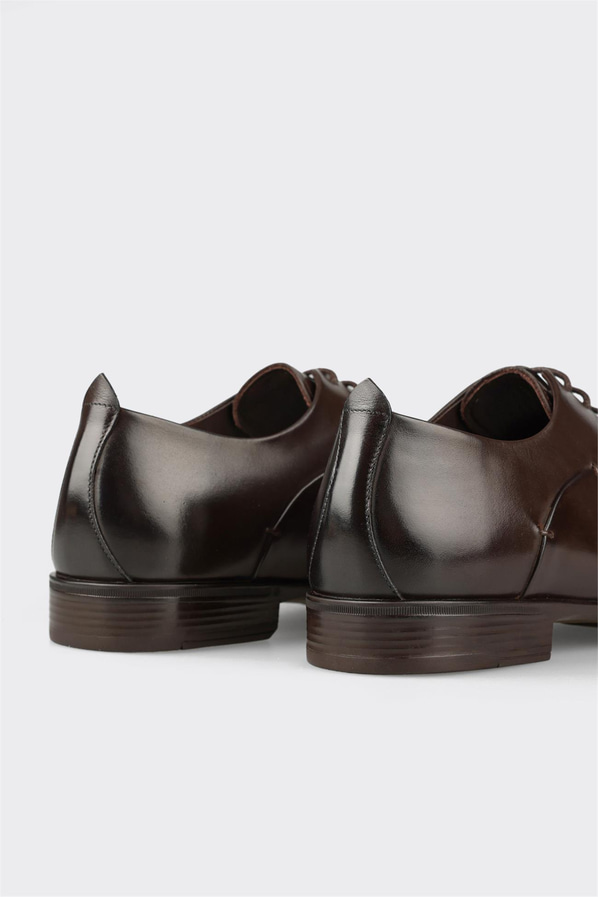 Kahve deri erkek klasik ayakkabı - Elle Shoes