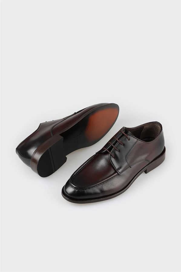 Kahve deri erkek klasik ayakkabı - Elle Shoes