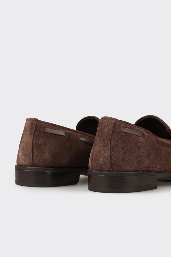 Kahve deri örgü dokulu erkek loafer, ofis stili için - Elle Shoes