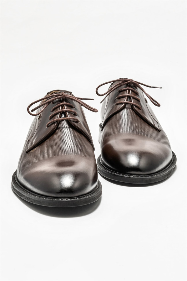 Kahve deri erkek klasik ayakkabı - Elle Shoes